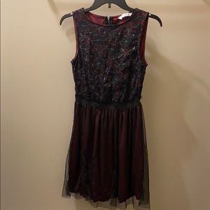 Lots of Love maroon dress with black overlay